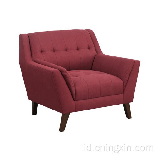 Sofa Santai Kain Merah Ruang Tamu Satu Kursi